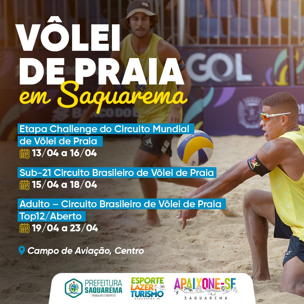 Saquarema receberá campeonatos nacional e internacional de Vôlei de Praia -  Prefeitura de Saquarema
